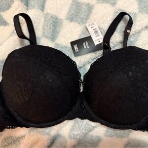 NWT Torrid Push-up plunge black lace bra 44B